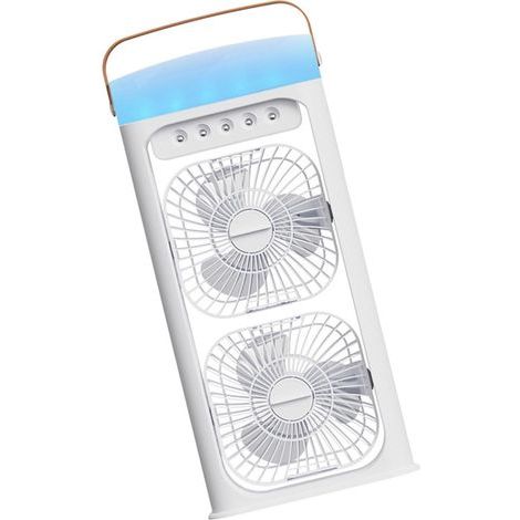 climatiseur mobile sans évacuation,2 ventilateurs Vents forts,3档,5 ports pulvérisation,Recharge USB-C,Chambre Travail,Blanc (1/5)