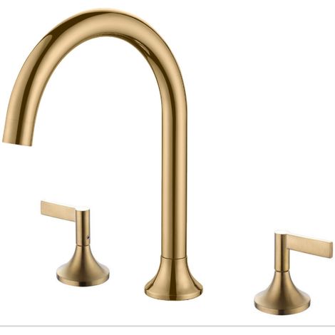 [NIE BENUTZT]Gebürstet gold grau gunmetal drei-loch arbeitsplatte waschbecken wasserhahn bad kupfer split doppel schalter hotel