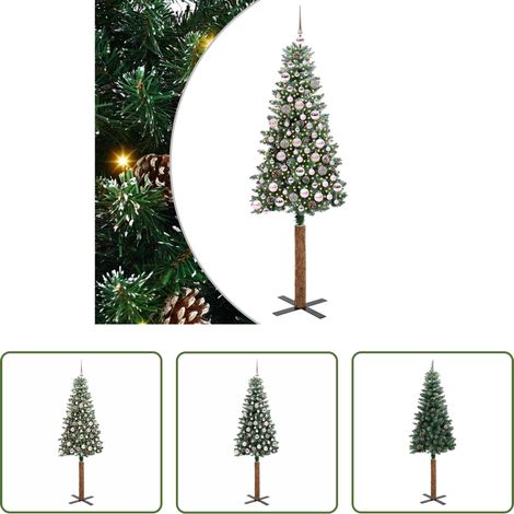 vidaXL Dekorationsbaum -  Schlanker Weihnachtsbaum mit 300 LEDs mit Ständer Grün 180 cm (1/5)