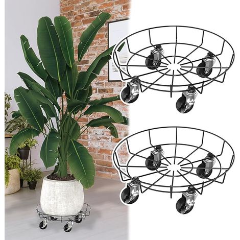Lot de 2 planches à roulettes pour plantes - Diamètre : 33 cm - Pot de fleurs carré avec 4 roulettes - Capacité de charge : 160 kg - Pour l'extérieur et l'intérieur (type C) (1/5)