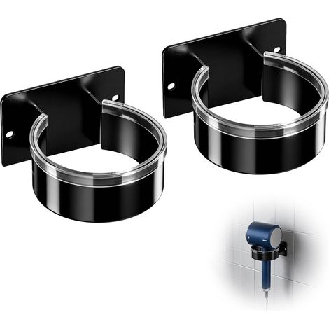 2PCS Support Sèche Cheveux, Sans Percage, Auto Adhésif, Mural, Pour Salle De Bain Et Espace Coiffure (1/5)