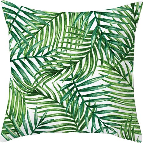 Housse De Coussin - Feuillage Tropical - Velours Pêche - Polyester - Pour Canapé, Lit, Voiture - 45 x 45 cm - 1 Pièce (1/4)