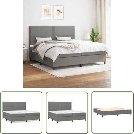 The Living Store Boxspringbett mit Matratze Dunkelgrau 200x200 cm Stoff - Boxspringbett - Doppelbett - Bettenrahmen - Schlafsystem - Liegekomfort (1/5)