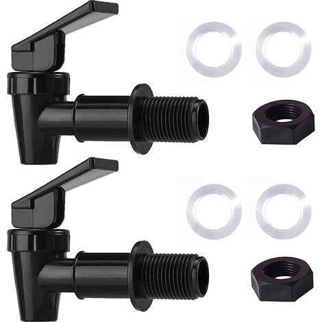 Robinet d'eau en plastique sans BPA, seau à eau domestique de rechange, systèmes de filtration pour refroidisseur d'eau, carafe d'eau (2 noirs) (1/2)