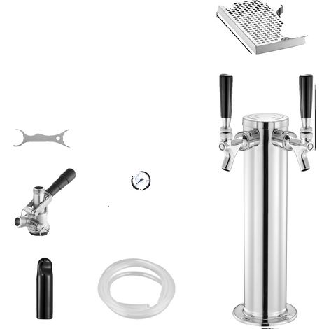 Kit de tour de kegerator, acier inoxydable, régulateur à double manomètre, 1 robinet S bac de récupération (1/2)