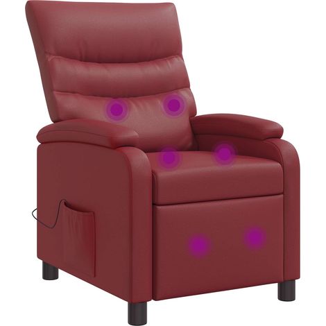 Massage Recliner Wine Red Faux Leather vidaXL (1/5)