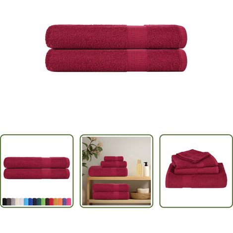 vidaXL Saunabank - Saunatücher FROGN 2 Stk. Bordeaux 80x200 cm 360 g/m² (1/5)