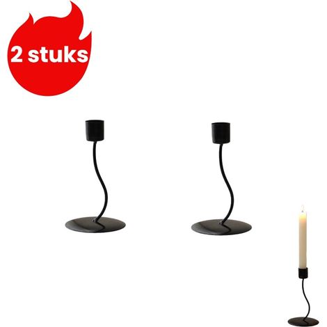 Ensemble de 2 chandeliers style européen en fer forgé pour décoration de table et dîner aux chandelles noir (1/5)
