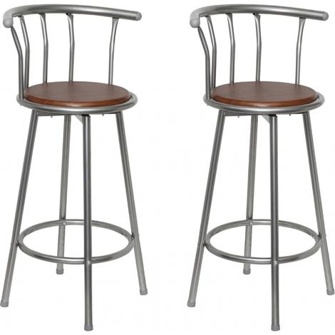Set di 2 sgabelli da bar in legno marrone dal design moderno 1202010