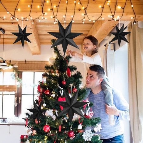 Étoiles de Noël pliables, lot de 5 étoiles, diamètre 30 cm, en papier pour décoration de fenêtre, Avent, sapin de Noël (1/5)