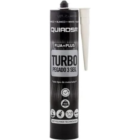 FPLUS adhesivo polimero turbo blanco quiadsa 290ml , Curado Rápido: Reduce significativamente el tiempo de espera antes de que el objeto o superficie pueda ser utilizado o sometido