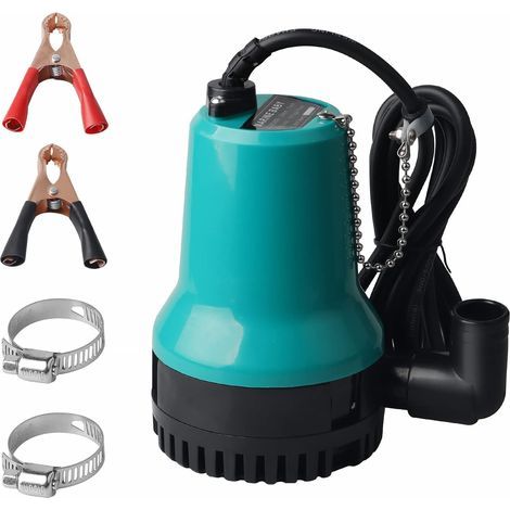 Pompa per acqua Pompa per cantina DC 12V 50W 4200L/H Pompa sommergibile per pozzi, piscine, cantine e stagni con cavo da 2,3 m e pinze (1/5)