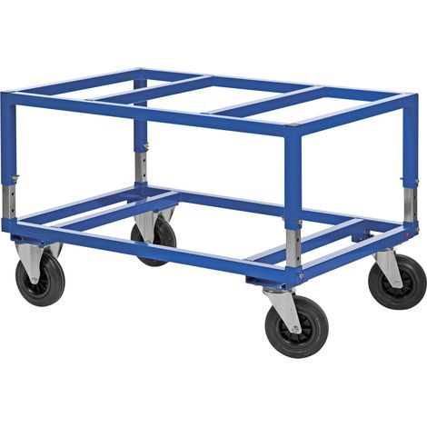 Kongamek Palettenwagen in blau höhenverstellbar 655mm hoch ohne Bremse für Paletten 1200x1000mm (1/2)