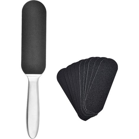 Lime à pieds pour pédicure, double face (gros/fin), réutilisable, en acier inoxydable, outil de soin des pieds pour éliminer les callosités et les peaux fissurées. (1/5)