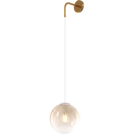 Applique Moderna Big Eclipse Metallo Ottone Satinato Vetro Ambra 1 Luce E27
