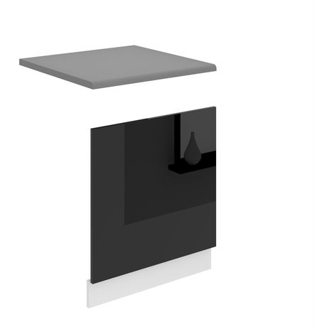 BELINI Habillage de Porte Lave Vaisselle PO60 Meuble Lave Vaisselle avec Plan de Travail I Accessoire pour Lave-Vaisselle Cuisine - Teille: 1,6 x 60 x 57 cm I Couleur: Noir très Brillant (1/4)