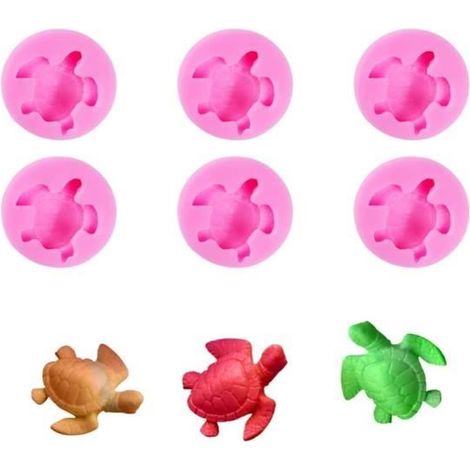 6 Pièce Moule à Tortue Moules en Silicone en Forme de Tortue Rose 3D Moule à Gâteau Petit Moule en Silicone Patisserie (1/4)