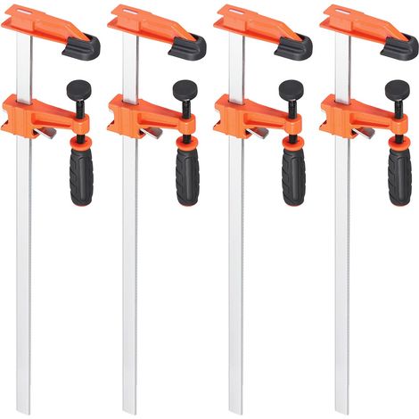 Serre Joints à Vis 4 pièces, Serre Joint F en Acier, Portée 450 mm Force de Serrage 250 kg Rail en Acier Dentelé Profondeur de Mâchoire 80 mm Fixation Précise pour Bois (1/5)