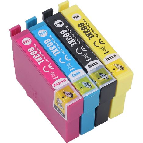 Cartouches d'encre pour imprimante 603XLBK/603XLC/603XLM/603XLY avec encre, cartouches d'encre 4 couleurs adaptées aux imprimantes XP-2100/XP-2105/XP-3100/XP-3105/XP-4100/XP-4105 et autres. (1/5)