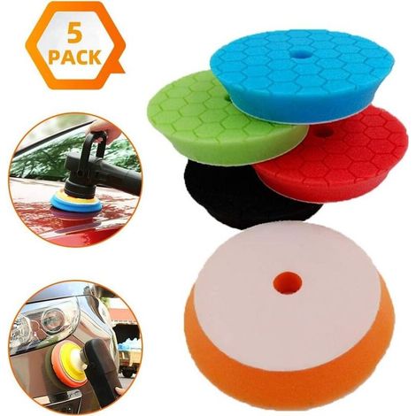 5-teiliges 150-mm-Hex-Logic-Polierschwamm-Set, Autopolierpads, Polierschaum-Pad-Set für 125-mm-Exzenterpoliermaschinen/Schleifmaschinen (1/5)