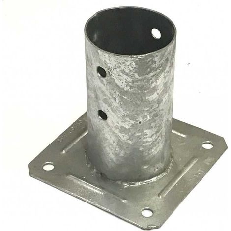 Staffa a bicchiere per palo tondo diametro 12 cm, base zincata con drenaggio acqua per recinzioni - Esterni da Vivere (1/3)