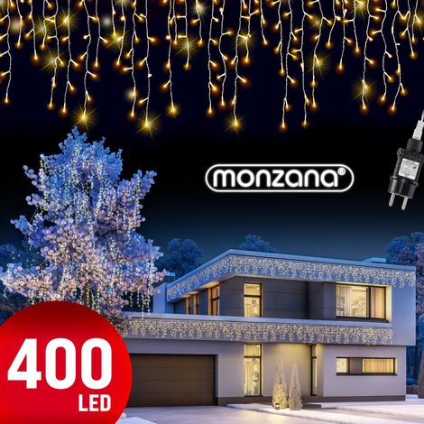 Monzana – Guirlande lumineuse LED 400 LEDs – Longueur 15m avec câble d'alimentation 5m – Indice de protection IP44 – Pour intérieur et extérieur