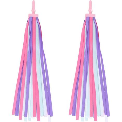 Rubans arc-en-ciel pour vélo enfant, 2 pièces, poignées de guidon colorées, rubans à pompons, accessoires de porte-bagages (1/5)
