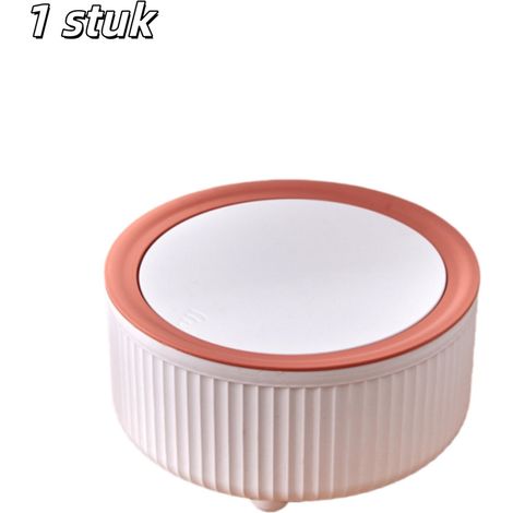 Poubelle de table ronde avec couvercle à ouverture par pression couleur orange et blanche (1/5)