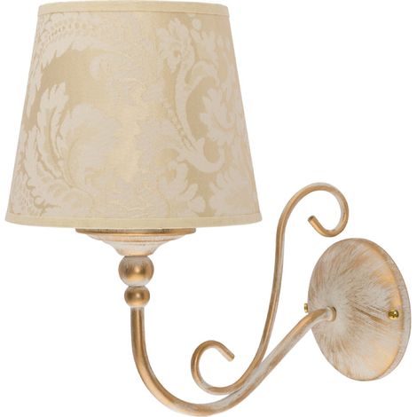 Applique classica oro/bianco con paralume ecru 1xE27 15W