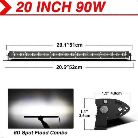 Barre lumineuse LED NAOEVO 6D 60W 120W 180W avec feux de jour, antibrouillards et projecteurs de travail LED pour 4x4 tout-terrain (phare LED 6D pour Nissan Lada, quad, camion 6D-20IN-W). (1/5)