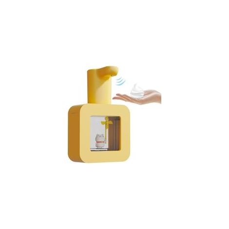 Dispenser di sapone automatico, simpatico dispenser senza contatto a forma di gatto con luce notturna, sapone per bambini da 400 ml, dispenser ricaricabile a parete per cucina, bagno, scuola o-Crezuo