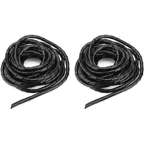 Gaine spiralée protectrice de câbles PP noire 12mm, lot de 2, accessoire de protection pour fils électriques, enveloppe flexible pour câblage (1/5)