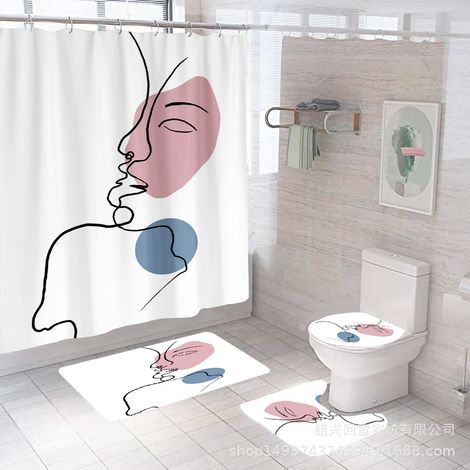 Cortina de ducha impermeable de 180x180cm, antimoho, con estampado floral en alta definición para baño. (1/5)
