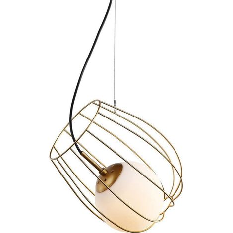 Italux Lemon balm - Pendente a sospensione moderno dorato 1 luce con oro, paralume bianco, attacco E27 (1/3)