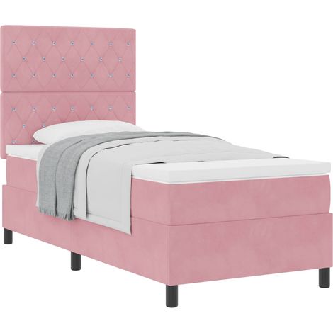 Maison Exclusive - Letto a molle con materasso Rosa 100 x 200 cm Velluto (1/5)