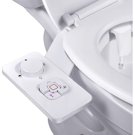 Abattant de toilettes avec bidet intégré - Abattant de toilettes avec bidet à eau froide non électrique, réglage de la pression, double buse autonettoyante rétractable pour lavage frontal et arrière - (1/5)