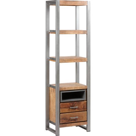 PALISSA - Etagère Multi-Rangements Bois et Acier Patiné (1/4)