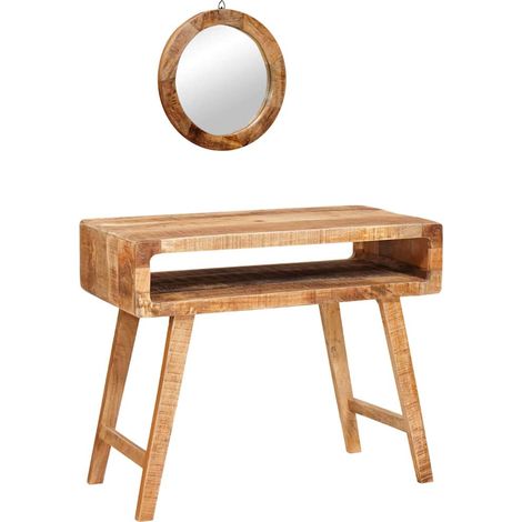 Table de Toilette avec étagère Marron bois de manguier massif CFW313203 (1/5)