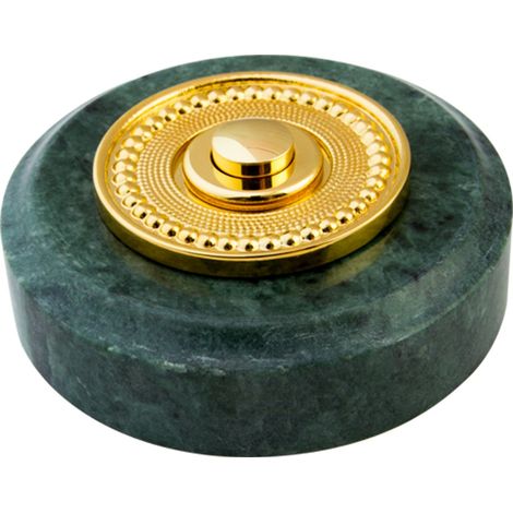 Sonnette Versailles filaire marbre vert collerette perlée laiton
