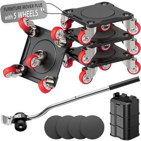 Heavy Furniture Moving Kit with Lift Wheels 5 Single Wheels (1/5)