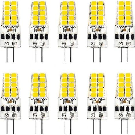 Lot de 10 ampoules LED G4 AC/DC 12-24 V, 3 W, 20 LED, angle de diffusion de 360°, 2835 SMD, remplace une ampoule halogène de 30 W. (1/5)