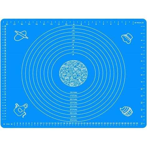 50 x 40cm Non-Stick Silicone Baking Mat, 50 x 40cm Fondant Mat with Measuring Marks, BPA Free (Blue) (1/5)