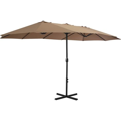 Parasol de jardin,Parasol d'extérieur et poteau en aluminium 460x270 cm taupe CFW47174 (1/5)