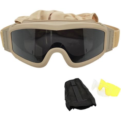 Lunettes de protection Desert Locust, coupe-vent et anti-sable, pour activités de plein air, avec 2 verres, couleur kaki. (1/5)