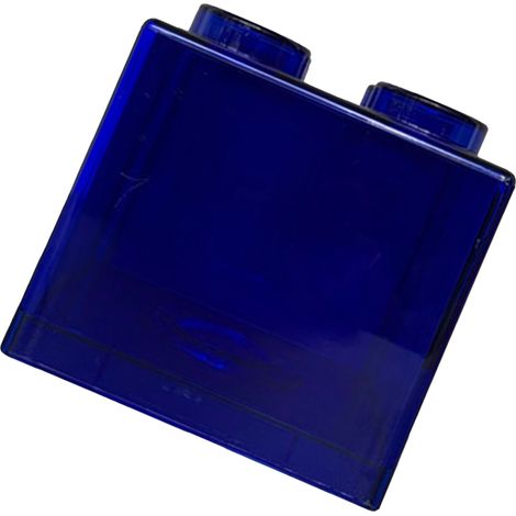 Tirelire transparente coffre à pièces rectangulaire design bloc de construction en plastique pour enfants garçons filles bleu 8.9x8.9x9.2cm / 3.5x3.5x3.6in (1/5)
