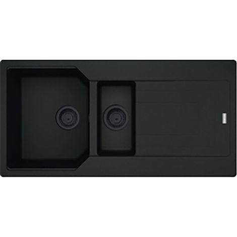 Franke Einbauspüle Urban Flächenbündig UBG 251-100, Fragranit Black Collection Drehknopf Edelstahl (1/3)