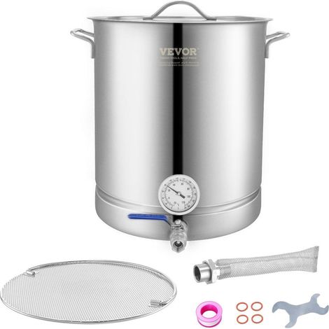 Cuve de Brassage Bière Inox 60,6 L avec Thermomètre Vanne à Bille et Double Filtration (1/5)