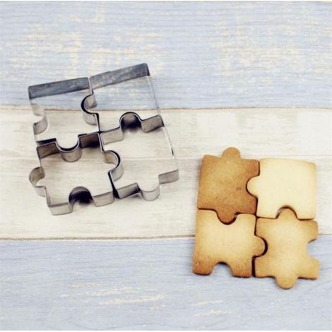 Emporte-pièces puzzle - 4 pièces - Formes de fondant et biscuits - Acier inoxydable - Moule de cuisson - Kit pâtisserie (1/4)