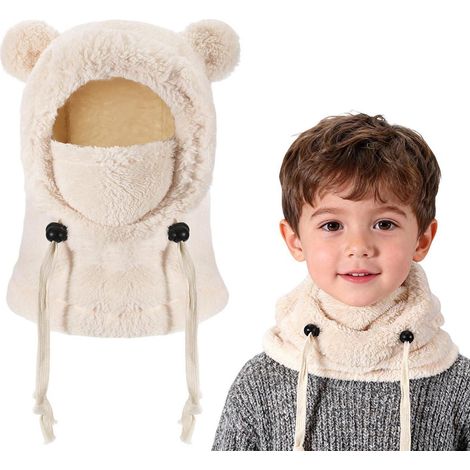 Kinder Sturmhaube Fleece warm winddicht verstellbar 3-10 Jahre beige (1/5)
