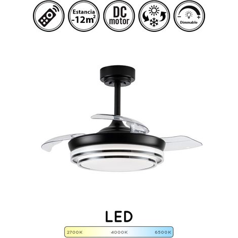 Ventilador de techo con luz silencioso DC con mando Lander negro 92 cm invierno-verano color luz regulable (1/5)